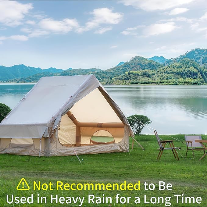 Mordern Outdoor Inflatable Tent with Pump for 4-6 Person - Easy Setup 4 Season Waterproof Large Space 12 Mesh Windows Blow up Tent for Camping