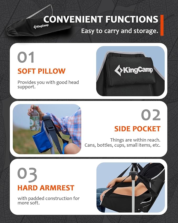 KingCamp Hammock Camping Chair Swinging Portable Folding Camp Chairs for Adults Max 400lbs Heavy Duty Foldable Oversized Rocker with Aluminum Alloy Frame Cup Holder for Outdoor Beach Patio Sport