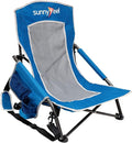 SUNNYFEEL Low Folding Beach Chair for Adults Portable Lightweight Sling Beach Camping Chairs with Cup Holder ArmrestFoldable Camp Lawn Chair for Outdoor Sand Concert Travel Sport Events300LBS