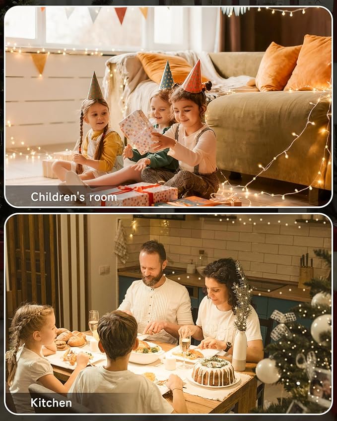 165 FT 500 LED Christmas Lights Outdoor Indoor Plug in Warm White String Lights for Outside Waterproof Connectable Clear Wire Twinkle Light for Christmas Tree Bedroom Classroom Party Decor