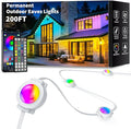200FT Permanent Outdoor Lights Smart RGB Eaves Lights with App/Remote Control LED IP67 Waterproof Outdoor Lighting for Halloween Christmas Holidays Daily Party House Roof Lighting