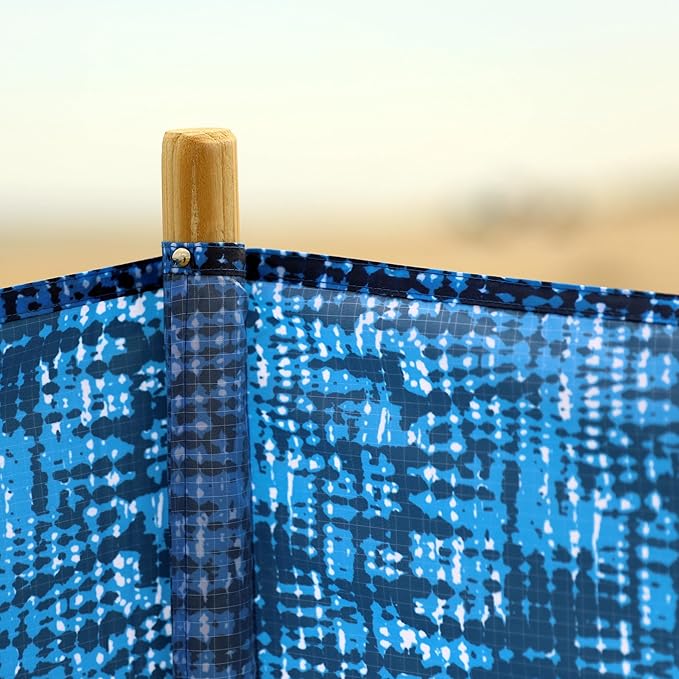 erda Tide Dye Pro Beach Recycled Polyester Rip-Stop 20 ft Lightweight Windscreen Privacy Screen Wind Blocker Free Matching Shoulder Bag (New Mahogany Wood Poles)