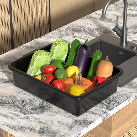 Pekky 22 L Bus Tubs Commercial Black Plastic Wash Tub Basin 4-Pack