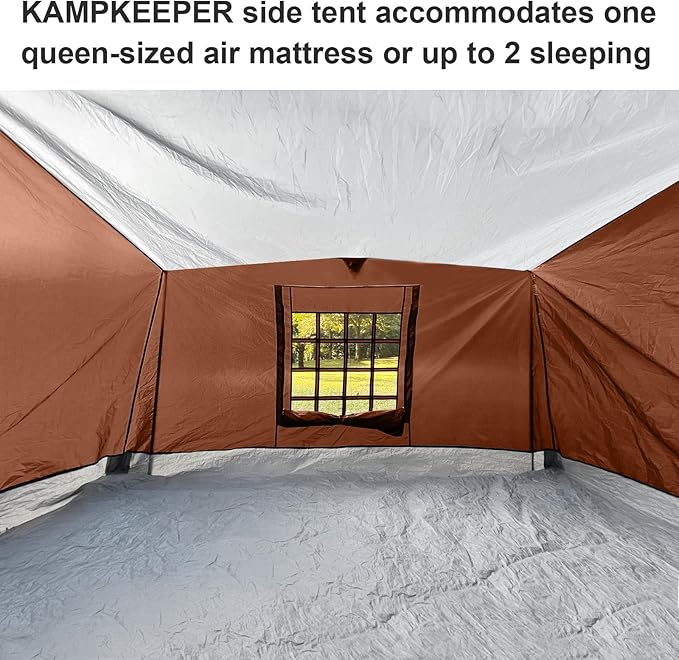 KAMPKEEPER Side TentCamping Tent for 10' x 10' Pop Up Canopy Easy Set Up GazeboCompatible with 10' Wide Canopy Tents (Orange)