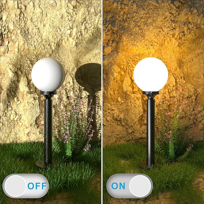 Lightdot 23'' Globe Outdoor Lamp Post Light IP65 Waterproof Street Yard Lamp Post for Outside Black Pole Outdoor Post Light Fixtures for Garden Patio Driveway(E26 LED Bulb Included)-2Pack