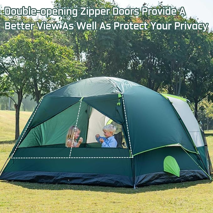 6/8 Person Large Waterproof Family Tents for Camping Screened Camping Tent with Screen Porch Bug-Free Relaxation &amp Easy Setup Includes Rainfly &amp Carry Bag