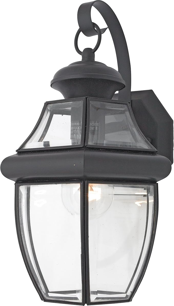 Quoizel Newbury 14 Outdoor Wall Lantern Mystic Black with Clear Beveled Glass French Country Style ETL Wet Location