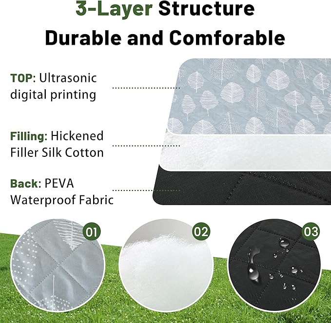 Dimatic Cute Picnic Blankets 78x78 Extra Large Beach Blankets Waterproof Sand Proof Foldable Portable for Outdoor Family Camping