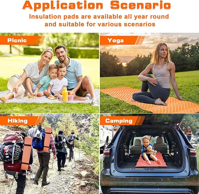 Closed Cell Foam Sleeping PadFolding Sleeping Pad BackpackingMoisture-Proof Foldable Sleeping Pad LightweightSleeping Mat for Camping Hiking Backpacking Car Camping Mats