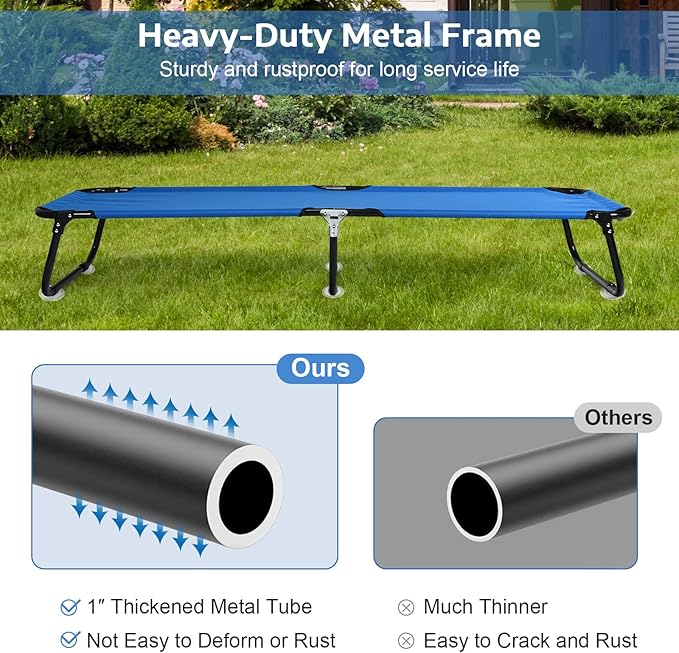 Tangkula Set of 2 Folding Camping Cot Portable Camping Bed with Steel Frame Elevated Travel Military Portable Cots Bed for Adults Kids Indoor Outdoor Foldable Sleeping Cot for Nap Beach Hiking