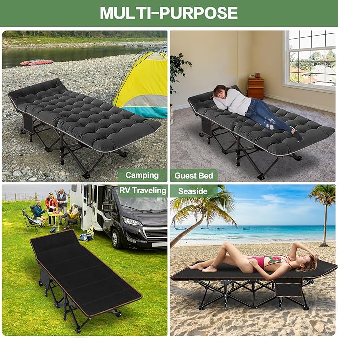 Barbella Folding Camping Cot Folding Cot Camping Cots for Adults Portable Sleeping Cot with Mattress Foldable Outdoor Bed Camp Cots Guest Bed with Carry Bag for Home Office &amp Outdoor Use