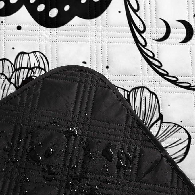 Outdoor Picnic BlanketPortable Sandproof Waterproof Picnic MatSkull Butterfly Printed Camping Beach Mat for Sand and Wet Grass Hiking (Skull Butterfly S)