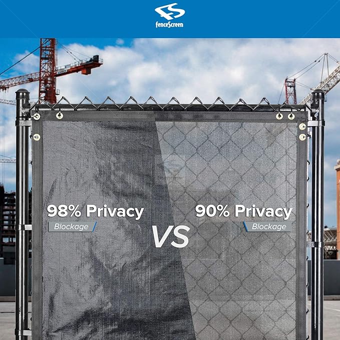 FenceScreen Fence Privacy Screen - Extreme 98% Blockage Temporary Windscreen Fence Cover (6ft x 50ft Black)