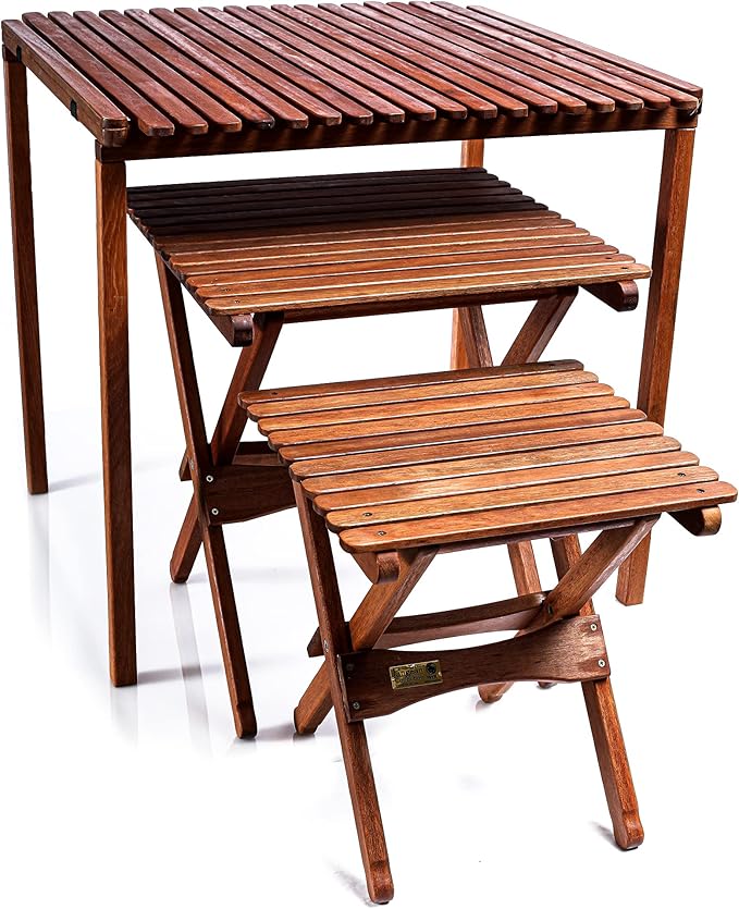 BYER OF MAINE - Pangean Nomad Folding Wood Table Hardwood Portable Table for Bistro Deck or Camping Use Indoors or Outdoors