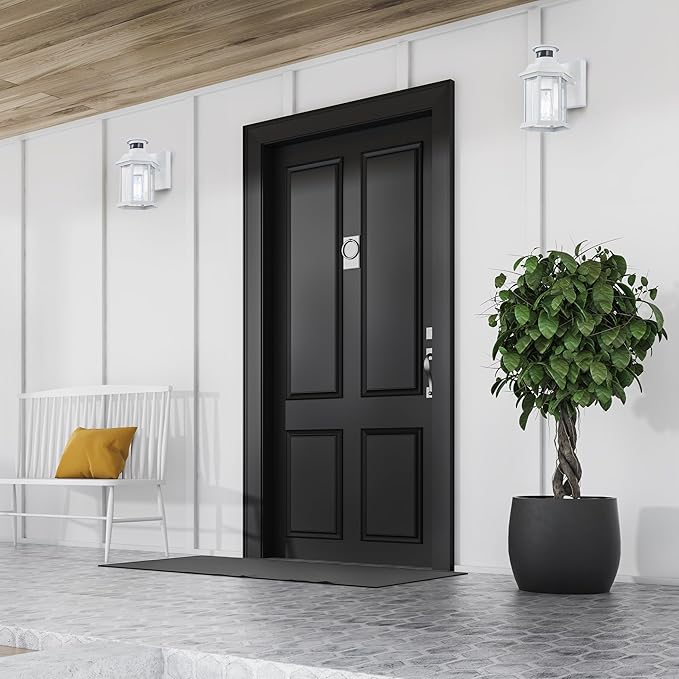 Harbor 1-Light Outdoor Wall Light 10-Inch White with Clear Glass Built-in Motion Sensor/Photocell Classic Durable Outdoor Lantern for Entryways Patios Porches