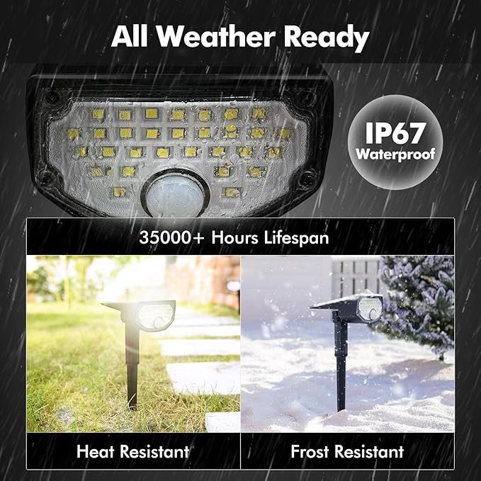 AloftSun Solar Motion Sensor Outdoor LightsWaterproof Motion Sensor Spot Lights- 30 LED/3 Modes Solar Powered SpotlightsLandscape Lighting for Yard and Garden Warm White6 Pack