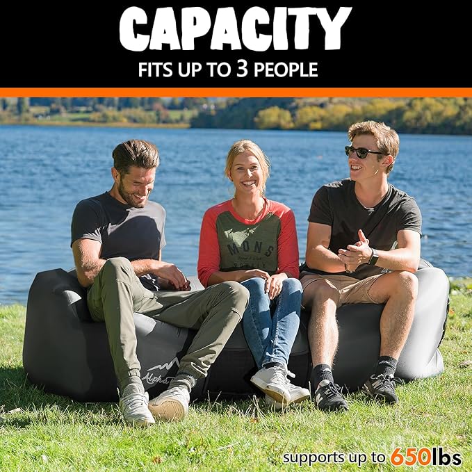 AlphaBeing Inflatable Lounger Beach Chair Accessories Air Sofa Hammock Inflatable Couch for Camping Backyard Lakeside with Compression Sacks Ideal Outdoor Gifts for Adults