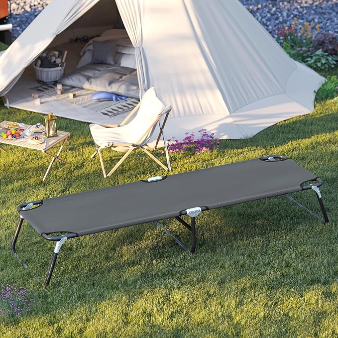 GYMAX Folding Camping Cot 2 Pack Portable Ultralight Compact Sleeping Cot Bed for Adults with Oxford Fabric for Outdoor Travel Backpacking Hiking Patio Home Office 330LBS (2 Grey)