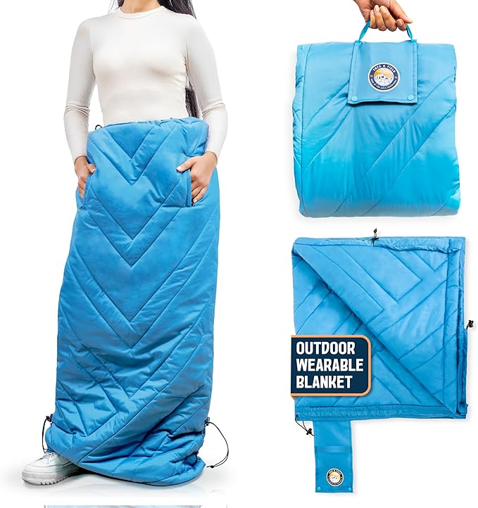TREK &amp FIELD Wearable Stadium Blanket - Wind &amp Water-Resistant 54″ Weatherproof Outdoor Blanket for The Lower Body Perfect for Sports Outdoor Events Camping &amp Travel Soft &amp Warm -