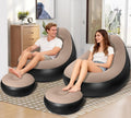 Inflatable Chair for AdultsPortable Inflatables Chairs with Ottoman Flocked Surface inflatables Couch Waterproof Blow Up chairComfortable inflatable Couch for CampingGaming (Without Pump) 2PK
