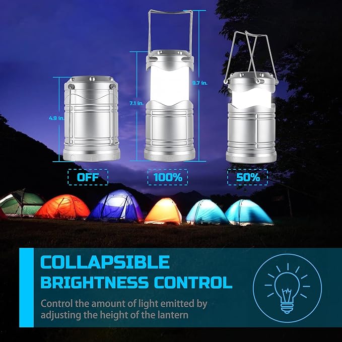 Lichamp LED Camping Lantern 4 Pack Battery Powered Flashlight for Power Outages Portable Collapsible Hanging Light Essential for Home Outdoor Emergency Lamp Survival Kit Gear for Hurricane B4SL