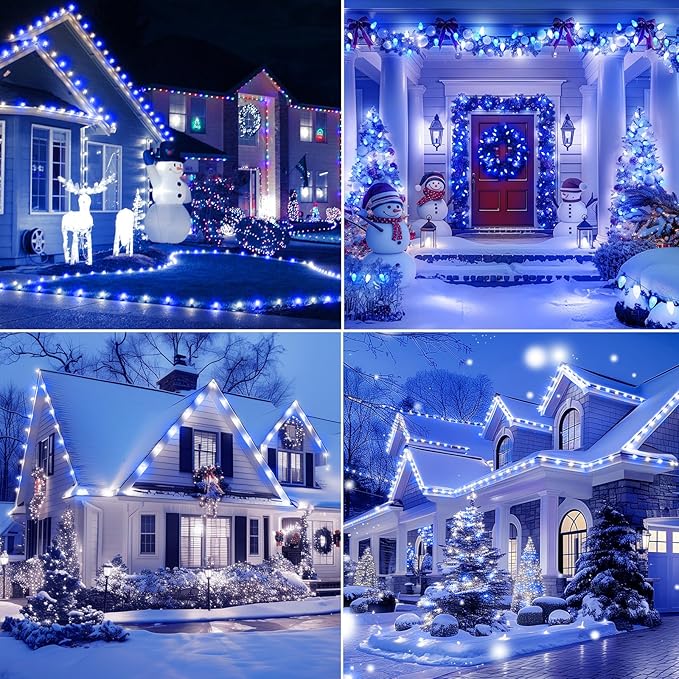 Brightown C9 LED Christmas String Lights 2 Pack Total 132ft 200LED Outdoor Lights String Plug-in Connectable Green Wire Lights Waterproof Roofline Lights String for Outside Yard Christmas Holiday