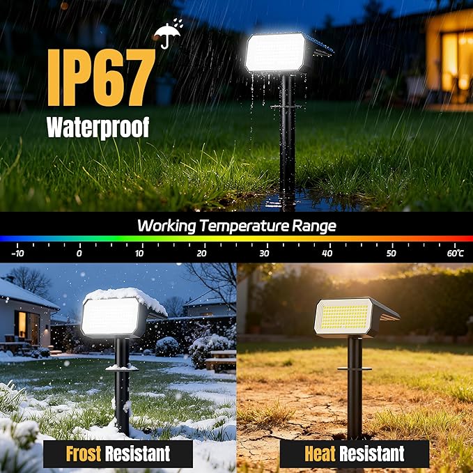 Solar Spot Lights Outdoor [10 pack/118 LED] 4 Modes Auto On/Off Solar Landscape Spotlights Ip67 Waterproof Solor Powered Pathway Lights for Outside Yard Garden Walkway Tree Patio (Cool White)