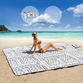 ZAZE Picnic Blankets Beach Blanket with Stakes Thick 3-Layer Waterproof Sandproof 80 * 80 Oversized Mat Foldable Extra Large Big Machine Washable Accessories for Outdoor Camping Park (Black Blue)