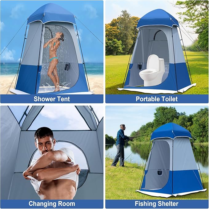 Camping Shower Tent 7.9 FT Extra Tall Oversize Privacy Tent Portable Outdoor Bathroom Toilet Tent with Floor Easy Set Up Privacy Shelter for Dressing Hiking Fishing UPF50+