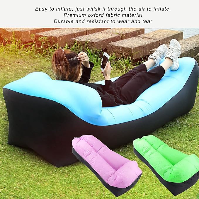 Inflatable Lounger Oxford Portable Inflatable Sofa Inflatable Couch for Camping Inflatable Beach Chair for Adults 2.3x6.1x1.7ft