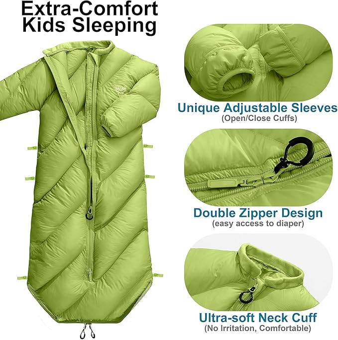 Walkable Toddler Sleeping Bags for Kids Boys Girls (2T-4T) - Puffy Camping Sleeping Sack for Indoor Outdoor Travel Sleepover Slumber Party (up to 46 in)- Machine Washable Lightweight