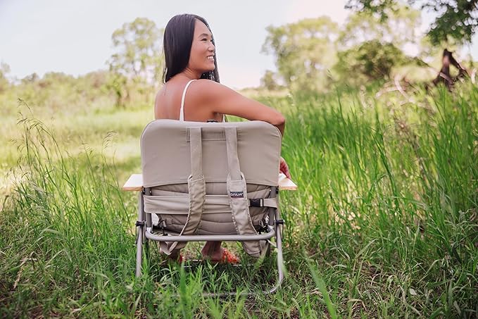 Picnic TIME Descanso Padded Beach Chair Low Camping Chair with Removable Washable Cover Backpack Beach Chair