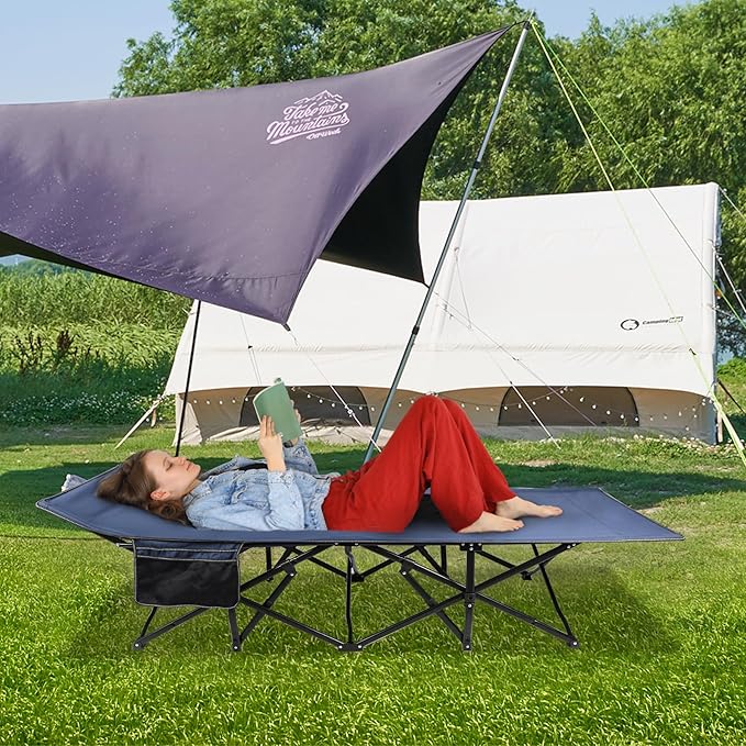REDCAMP Oversized Heavy Duty Camping cots for Adults 500lbs Extra Wide Tall Portable Sleeping Cots XL Cots for Outdoor or Indoor Office Blue