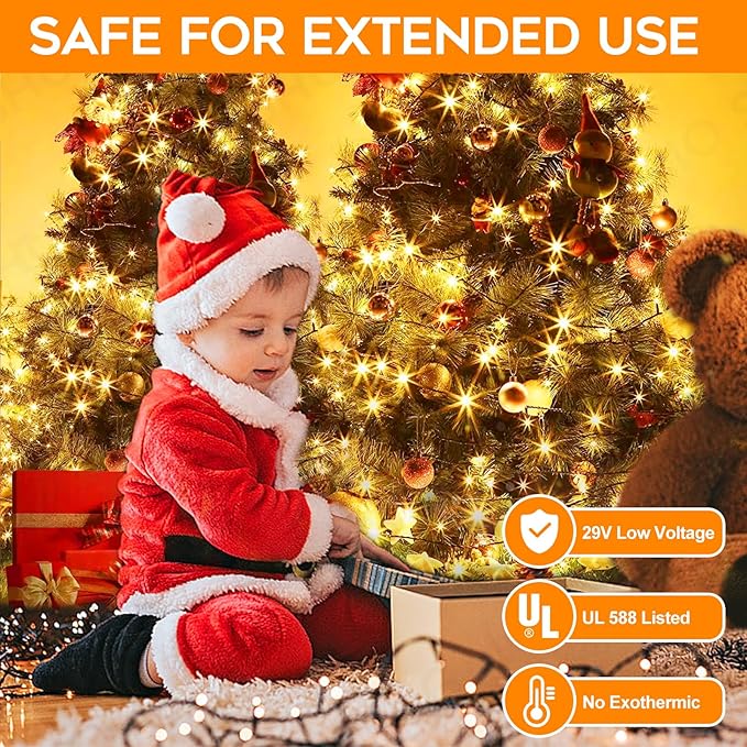 Extra Long 264Ft 800 LED Christmas Lights with Timer Green Wire Fairy Starry String Lights Plug in 8 Modes and Memory forIndoor Outdoor Xmas Tree Wedding Party DecorationWarm White