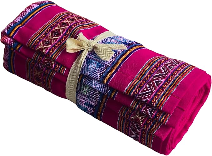 Lucio Fabrics Unique Native Peruvian Throw - Vibrant Colors Lightweight Durable - HomeYoga BeachCampingPicnicOutdoor Activities Thin Blanket 70'' x 47'' (Fuchsia Sacred Valley Weave)