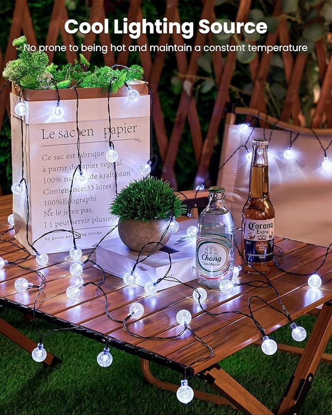 Brightown 2-Pack 120 LED 72 FT Solar String Lights Outdoor Waterproof Solar Powered Patio Lights with 8 Lighting Modes for Garden Yard Porch Wedding Party Decor (Pure White)