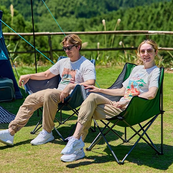 Portal 32 Oversized Camping Chair Foldable Heavy Duty 350 lb Padded Ergonomic Seat for Big &amp Tall Adults Pinch-Free Extra Wide Design Featuring Cup Holder &amp Carry Bag for Fishing Lawn &amp