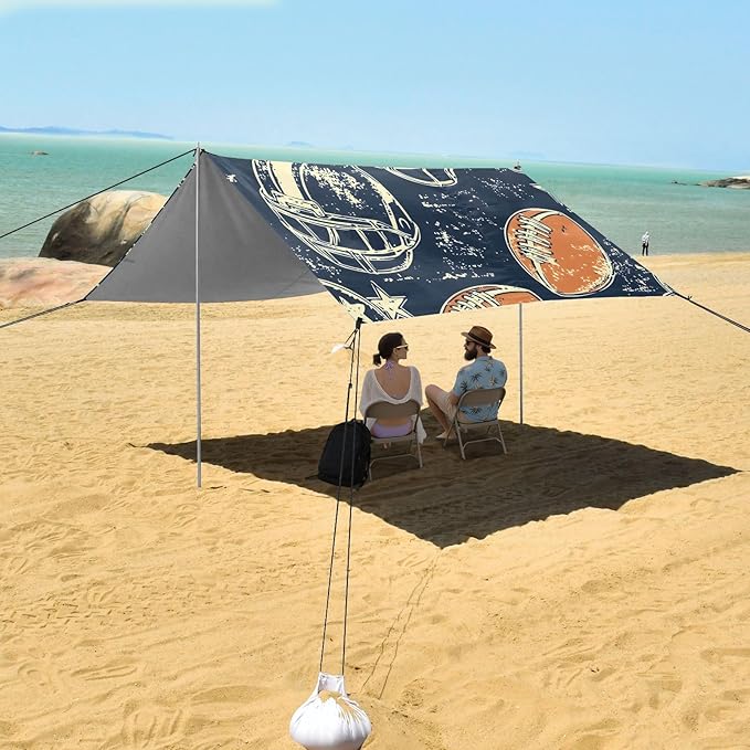 Rugby Pattern (42) Camping Sun Shelter Beach Tent Portable Beach Sun Shade Outdoor Canopy for Camping Trips Fishing Picnic