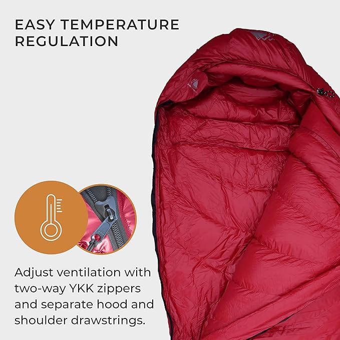 Hyke &amp Byke Shavano 32 F Hiking &amp Backpacking Sleeping Bag - 3 Season 650FP Duck Down Sleeping Bag - Ultralight - Black - 78in - Regular