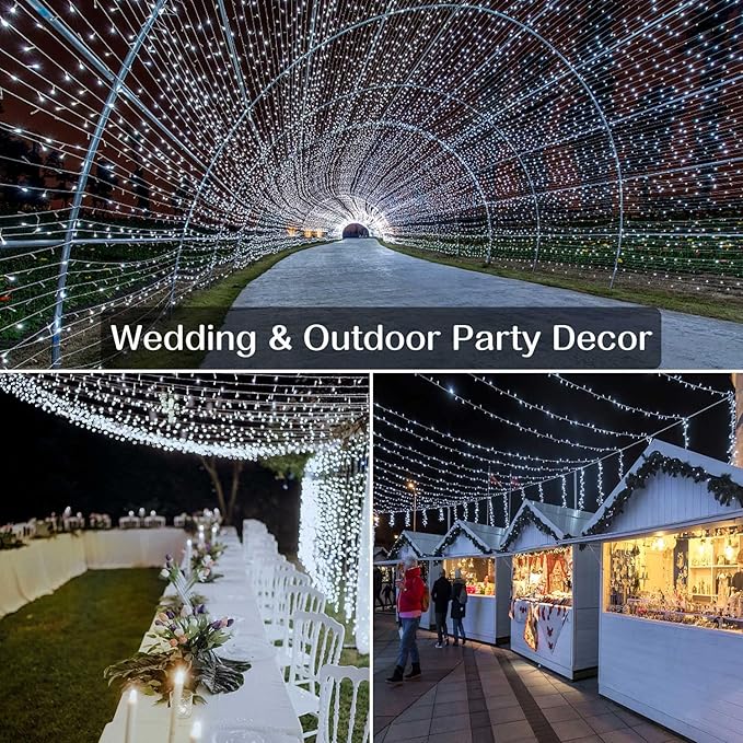 Outdoor Christmas String Lights 800LED 330FT White Fairy Lights 8 Mode Plug in Waterproof Indoor Outdoor Decor Lights for Bedroom Christmas Thanksgiving Wedding Party Garden Yard Tree