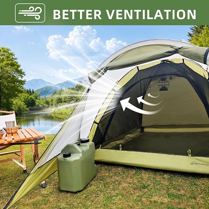 Clostnature Camping Tent with Porch - Waterproof 2 Person Tent for Camping Easy Setup Lightweight Two Person Shelter for Hiking Backpacking Family Outdoor