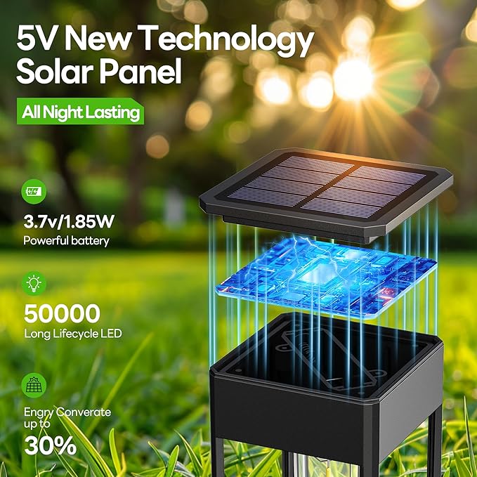 Solar Pathway Lights Outdoor IP65 Waterproof 6 Pack 6500K LED Auto On/Off Walkway Landscape Light for Yard Lawn Garden Patio Driveway Outside Decor Cool White