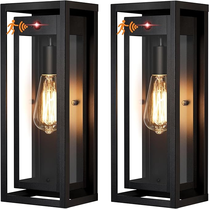 15 Motion Sensor Outdoor Wall Sconce Set of Two Large Dusk to Dawn Outdoor Sconce Lights Waterproof Anti-Rust Outdoor Lights for House Exterior Motion Sensor Light for Garage Porch