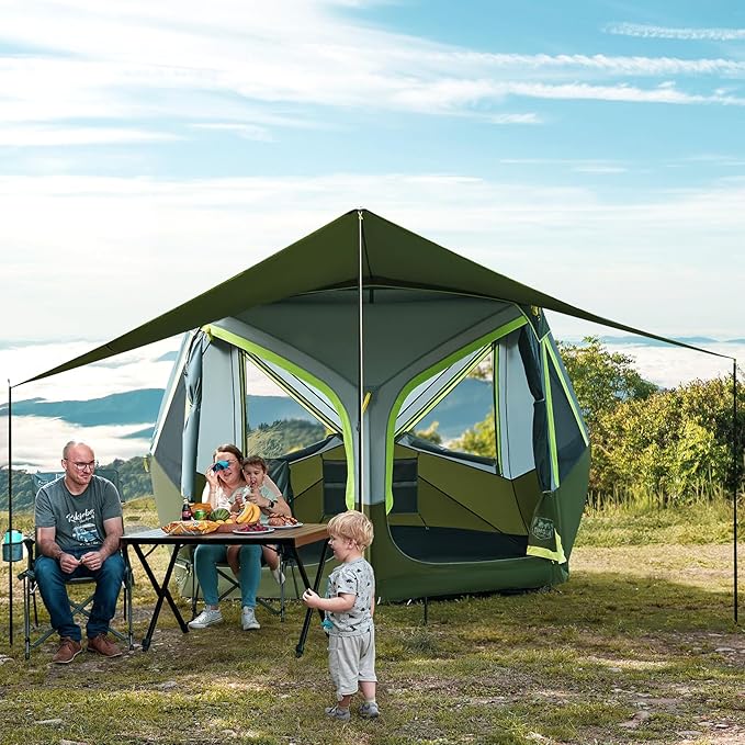 TIMBER RIDGE 4-6 Person Instant Pop Up Hub Tent Easy 60 Second Setup Weather Resistant Portable Camping Family Tent Cabin Tent with Rain Fly and Carry Bag for Outdoor Travel