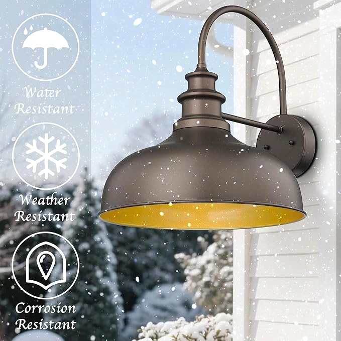 Bestshared 16 Large Farmhouse Barn Light Farmhouse Wall Outdoor Sconce Exterior Wall Mount Lighting Fixture Outside Patio Light for Porch Entryway Garage(ORB16-1PACK)