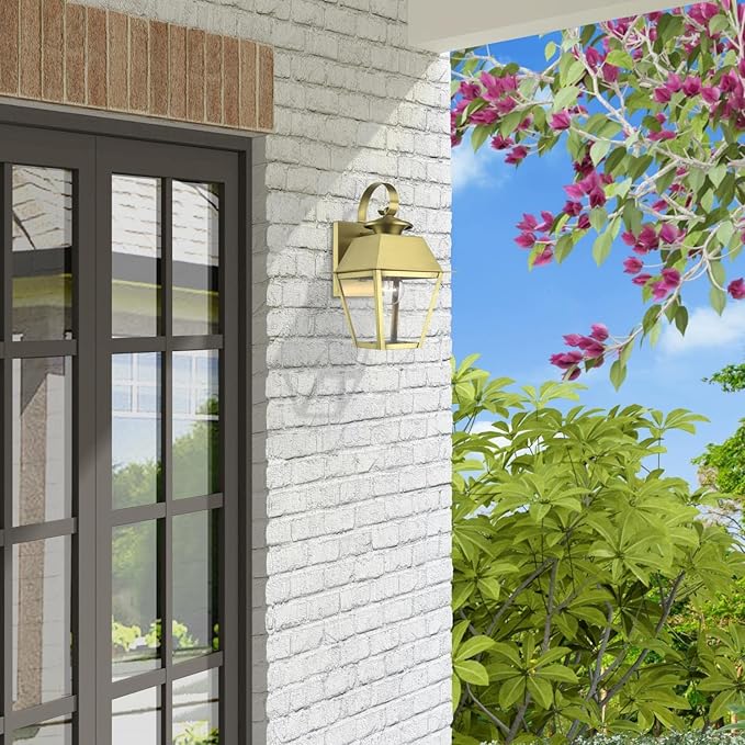 Livex Lighting Wentworth - 1 Light Small Outdoor Wall Lantern in Classic Style-12.5 Inches Tall and 7.5 Inches Wide-Natural Brass Finis