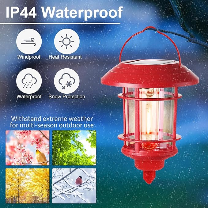 Dynaming 6 Pack Dual Use Solar Christmas Path Lights Outdoor Hanging Lantern Solar Garden Light with Edison Bulb Xmas Pathway Markers Auto On/Off Candy Cane Lights for Patio Yard Walkway Driveway