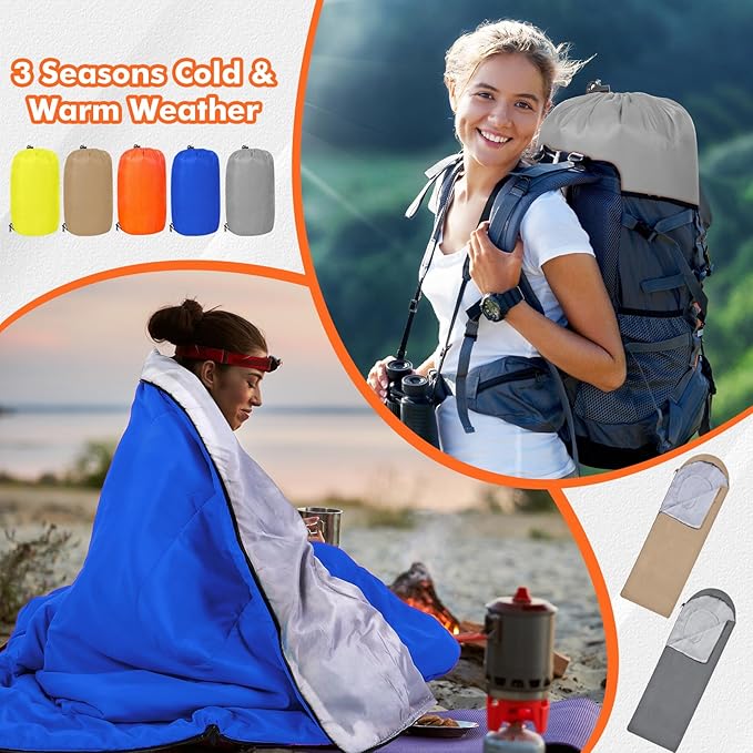 Macarrie 10 Pcs Bulk Sleeping Bags for Homeless Donation Shelter Adults 0 Degree Waterproof Sleeping Bags with Compression Sack for Cold Weather Emergency Hiking Camping Warm