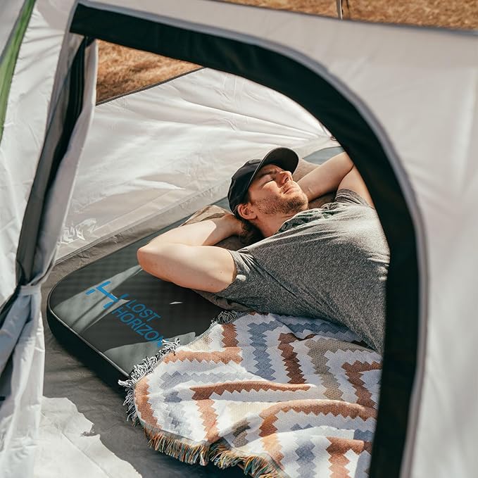 LOSTHORIZON Air &amp Foam Camping Mattress Self-Inflating Sleeping Pad 4.5 Thick with Air Pump Queen Gray