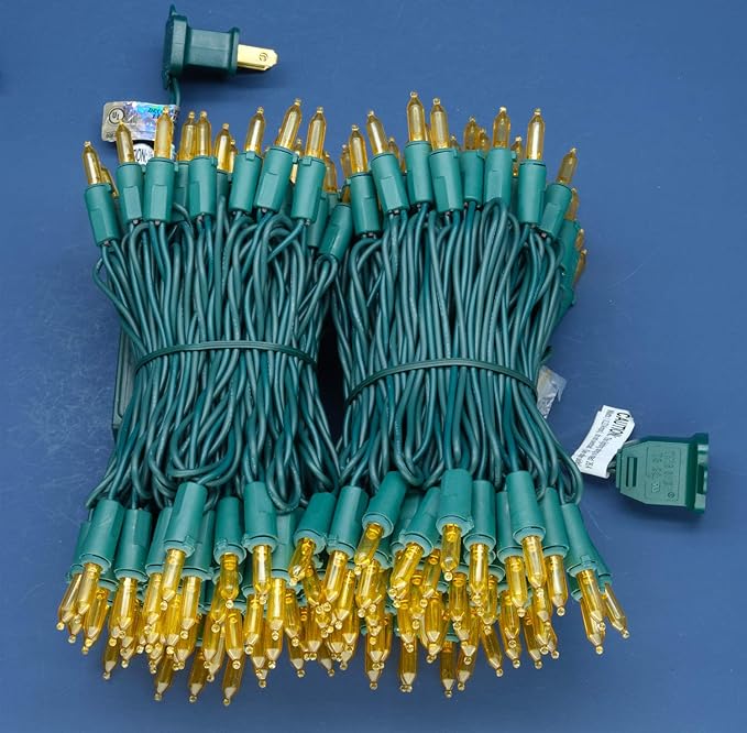 200 Count Orange LED Christmas Lights 66 ft Green Wire UL Certified Commercial Grade Holiday String Light Set (Orange)